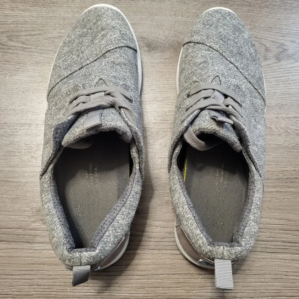 TOMS Del Rey Gray Knit Low Top‎ Lace Up Sneakers Womens size 8 Casual Textile